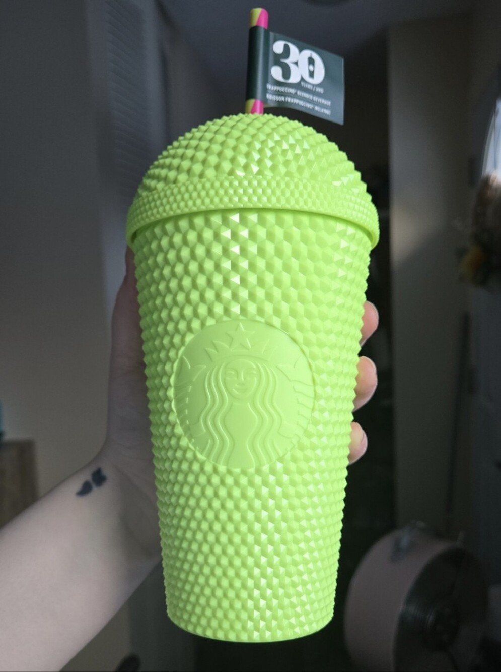 Starbucks 30th Anniversary Frappuccino Studded Dome Cold Cup Tumbler.